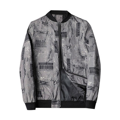 Abstract Printed Men's Bomber Jacket - Enzo-Gray-S-Nora Luxe