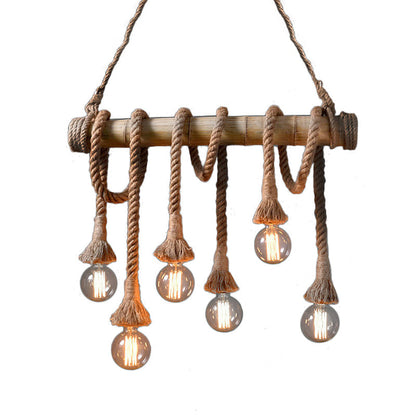 Adjustable Bamboo Pendant Lamp with Industrial Rope Design - EcoChic-3-B-Nora Luxe
