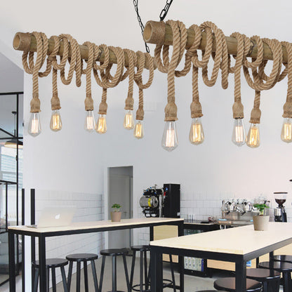 Adjustable Bamboo Pendant Lamp with Industrial Rope Design - EcoChic-3-B-Nora Luxe