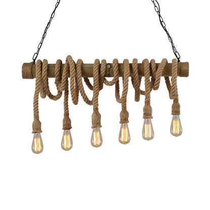Adjustable Bamboo Pendant Lamp with Industrial Rope Design - EcoChic-3-B-Nora Luxe