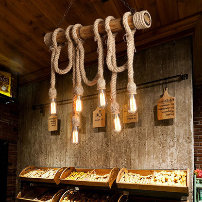 Adjustable Bamboo Pendant Lamp with Industrial Rope Design - EcoChic-3-B-Nora Luxe