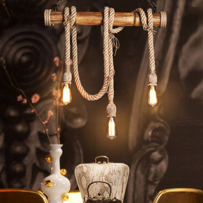 Adjustable Bamboo Pendant Lamp with Industrial Rope Design - EcoChic-3-B-Nora Luxe