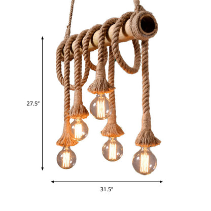Adjustable Bamboo Pendant Lamp with Industrial Rope Design - EcoChic-3-B-Nora Luxe