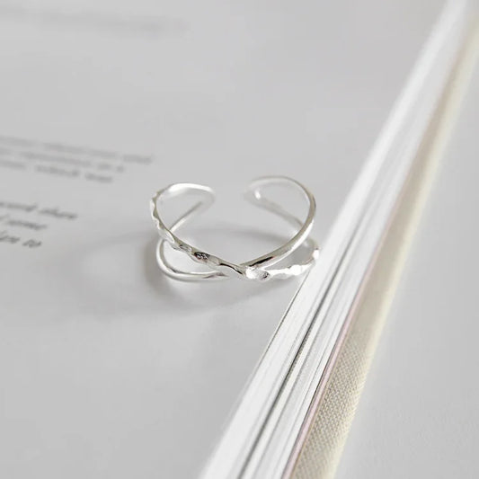 Adjustable Double Lines Ring - Lina-Crossed-Nora Luxe