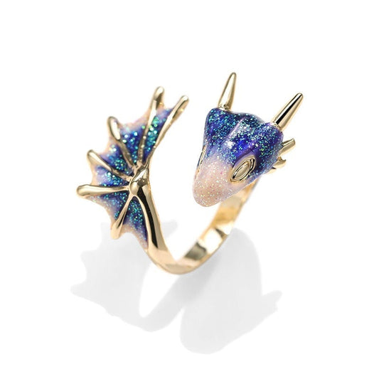 Adjustable Dragon Ring with Hand-Painted Enamel - Draconis-Nora Luxe