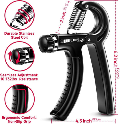 Adjustable Grip Strengthener Kit – 5-Pack-Black-Nora Luxe