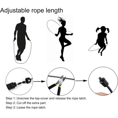 Adjustable Jump Rope with Tangle-Free Bearings-Black-Nora Luxe