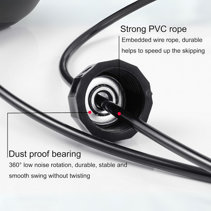 Adjustable Jump Rope with Tangle-Free Bearings-Black-Nora Luxe