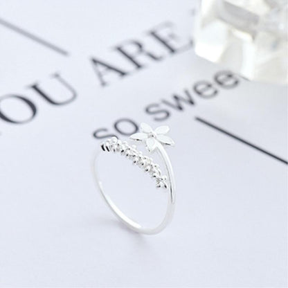 Adjustable Silver Ring with Enamel Wildflowers - Amaril-Nora Luxe