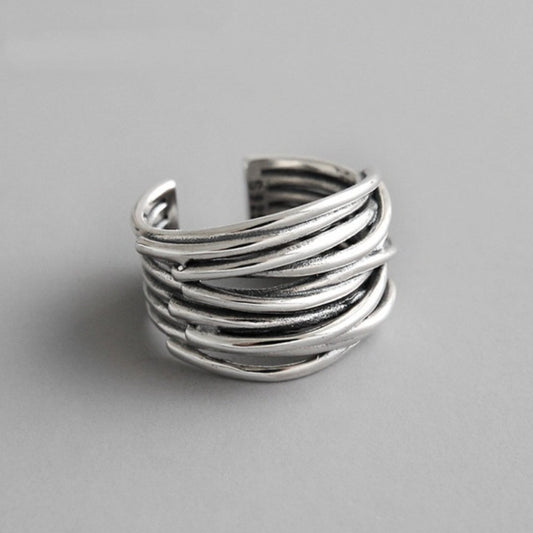Adjustable Silver Stacking Ring - Mireille-Nora Luxe