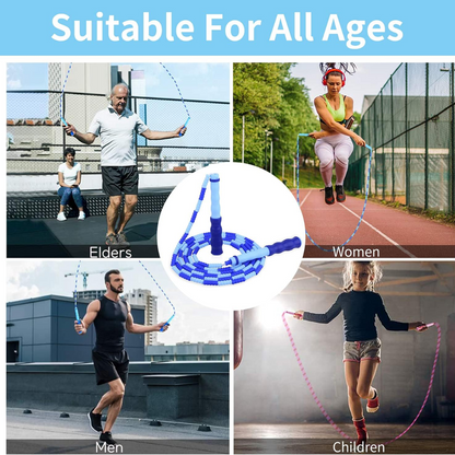 Adjustable Tangle-Free Beaded Jump Rope for Fitness-Blue-Nora Luxe