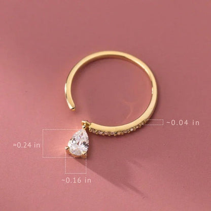 Adjustable Water Drop Ring - Isaline-Gold-Nora Luxe