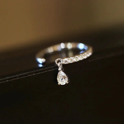 Adjustable Water Drop Ring - Isaline-Silver-Nora Luxe