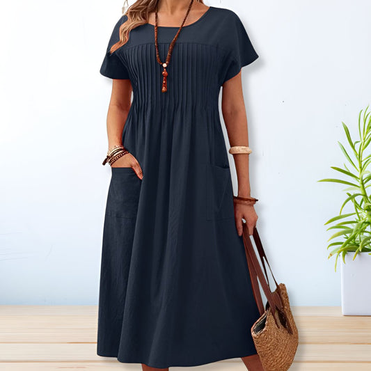 Airy & Comfortable Women's Summer Dress with Loose Fit – Tabea-Blue-S-Nora Luxe
