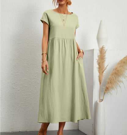 Airy linen dress - Elodie-Light green-S-Nora Luxe