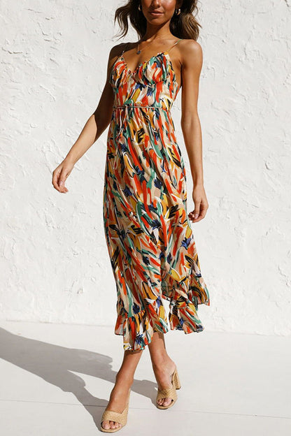 Airy maxi summer dress with a waist cut - Mira-Yellow-S-The Livary
