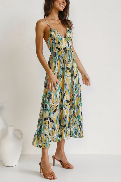 Airy maxi summer dress with a waist cut - Mira-Yellow-S-The Livary