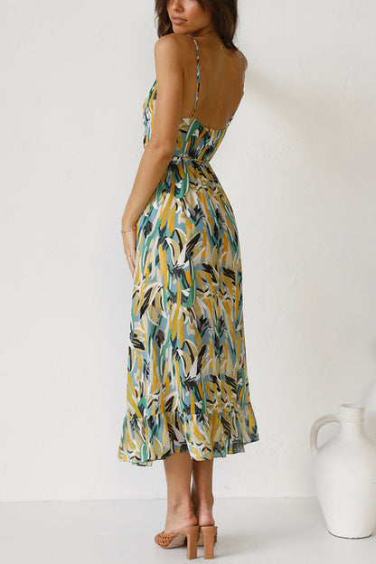 Airy maxi summer dress with a waist cut - Mira-Yellow-S-The Livary