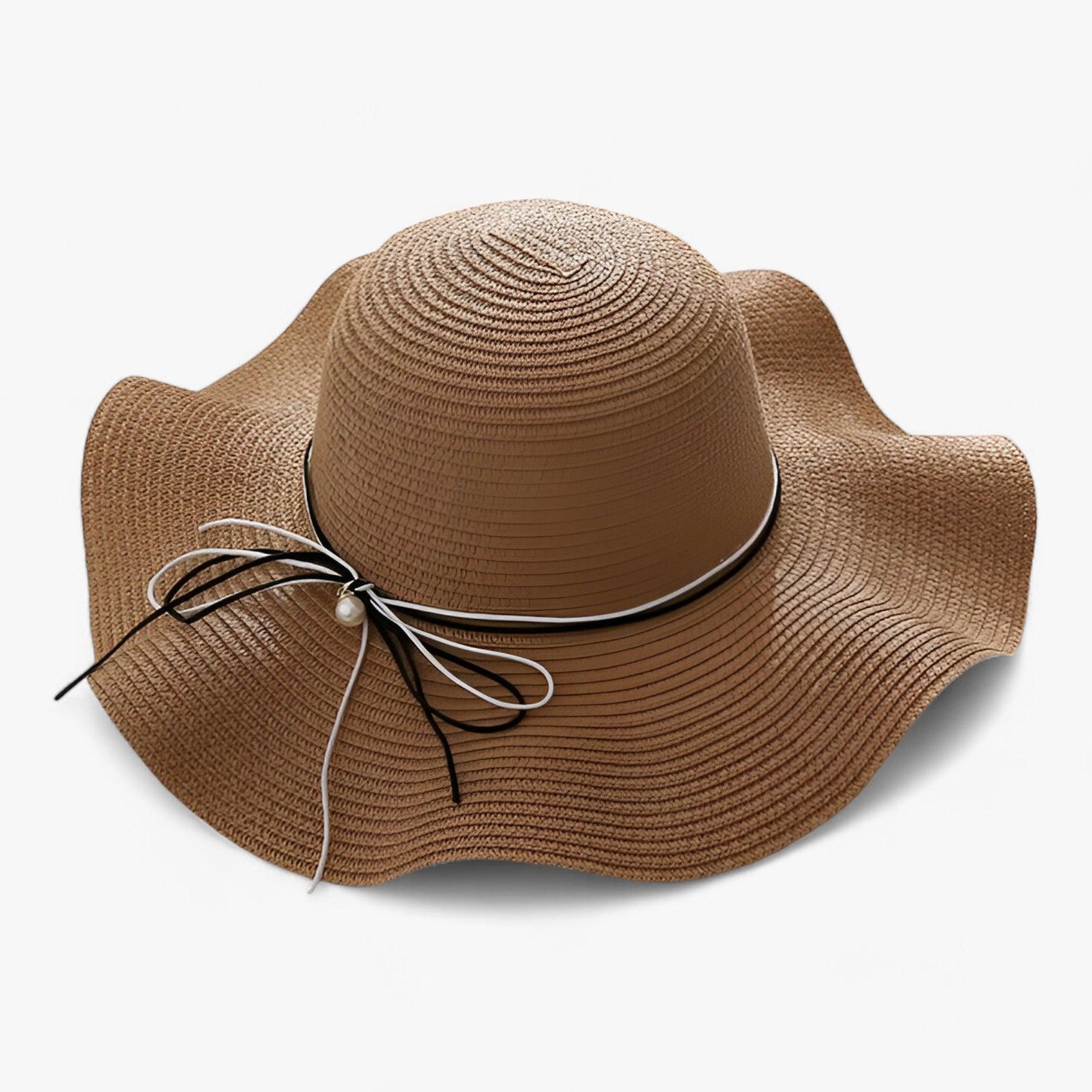 Airy women's beach hat with bow and UV protection - BreezeBow-Khaki-56-58CM-The Livary