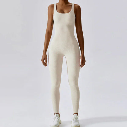 All-Season Women's Fitness Jumpsuit - Nova-White-L-Nora Luxe