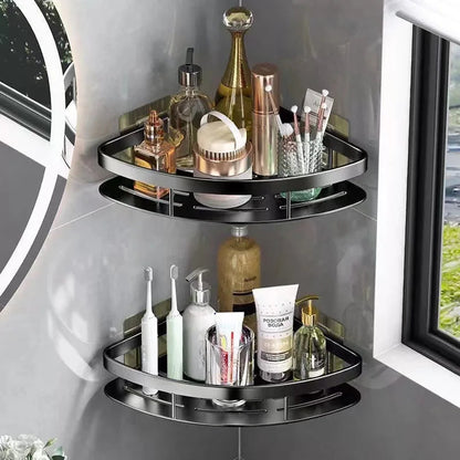 Aluminium Wall Shelf for Bathroom Corners - Cornerix-Black-The Livary
