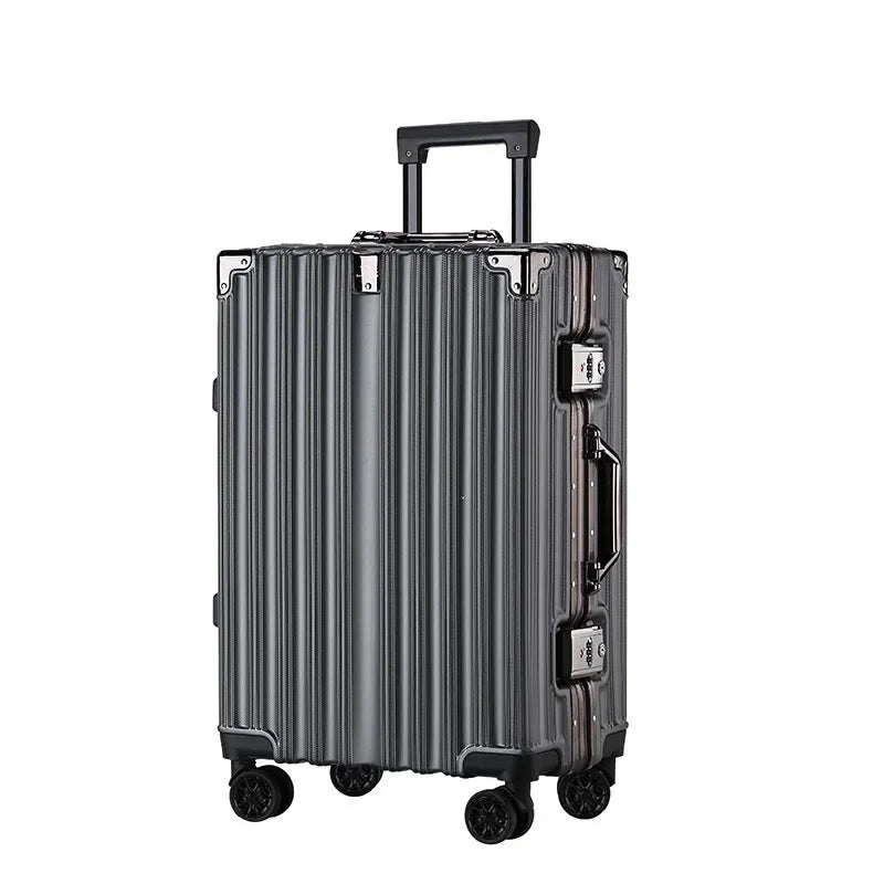 Aluminum frame hard shell suitcase – Geneva-Gray-S (38 L)-Nora Luxe