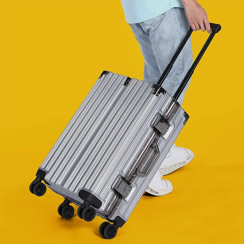 Aluminum frame hard shell suitcase – Geneva-Silver-S (38 L)-Nora Luxe