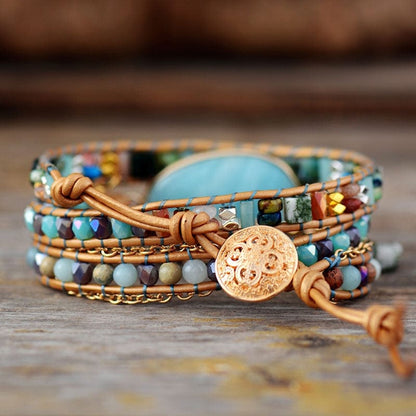 Amazonite Sea Blue Wrap Bracelet - Marina-Nora Luxe