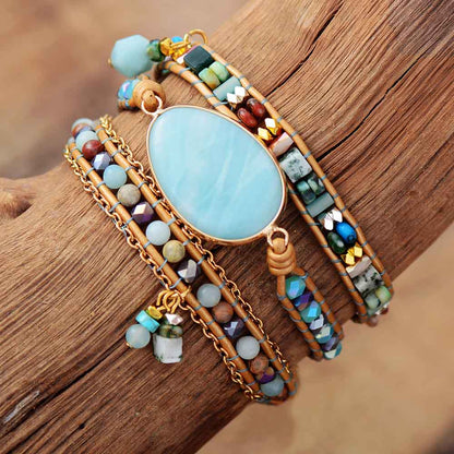 Amazonite Sea Blue Wrap Bracelet - Marina-Nora Luxe