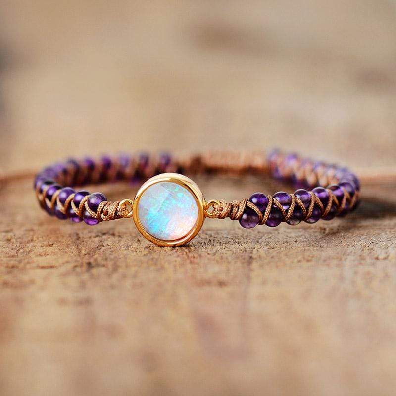 Amethyst-Opal Yoga Bracelet - Aurielle-Purple-Nora Luxe