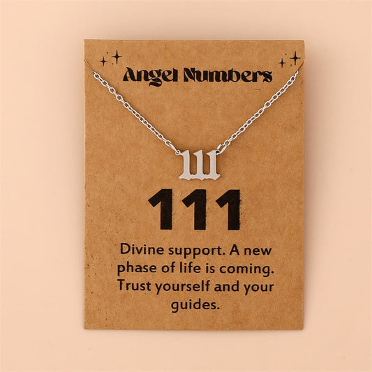 Angel Numbers Stainless Steel Necklace - Celestia-111-Silver-Nora Luxe