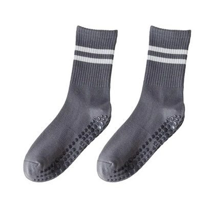 Anti-slip Mid-Tube Sports Socks for Fitness and Yoga - GripFit-Gray-Nora Luxe