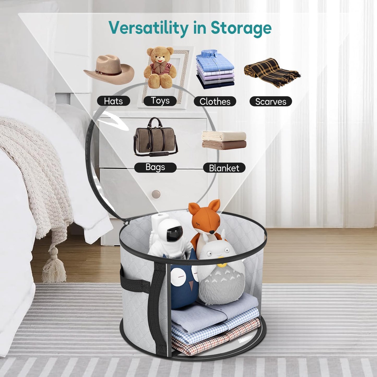 Large Clear Hat Storage Case – Wide-Brim Hat Organiser with Handles