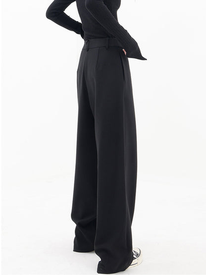 Asymmetrical Wide Women's Trousers with Double Button – Noa-Black-XS-The Livary