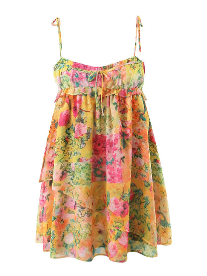 Backless Bohemian Mini Dress with Floral Print – Juliette-S-Nora Luxe
