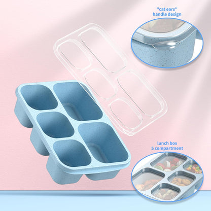 Bento Box Meal Prep Containers - 4-Pack-Green/Blue/Pink/Beige - 5 Compartments-Nora Luxe