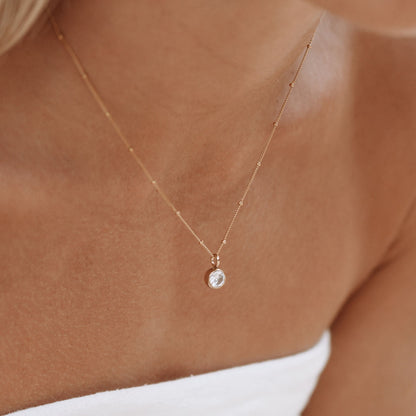 Birthstone Necklace - Aurora-January | Pomegranate-Gold-Nora Luxe