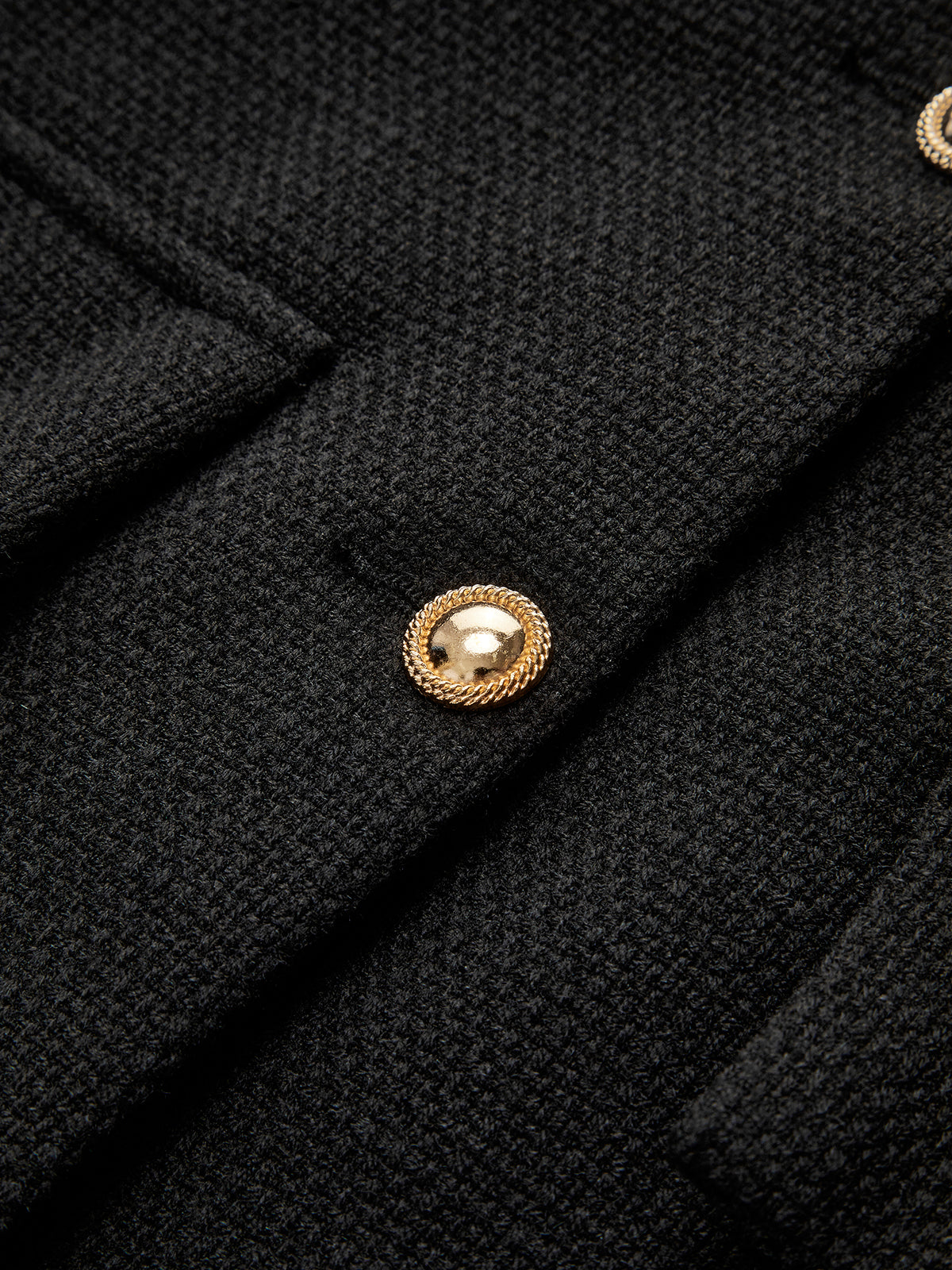 Black Gold Button Tweed Blazer - Camille-XS-Nora Luxe