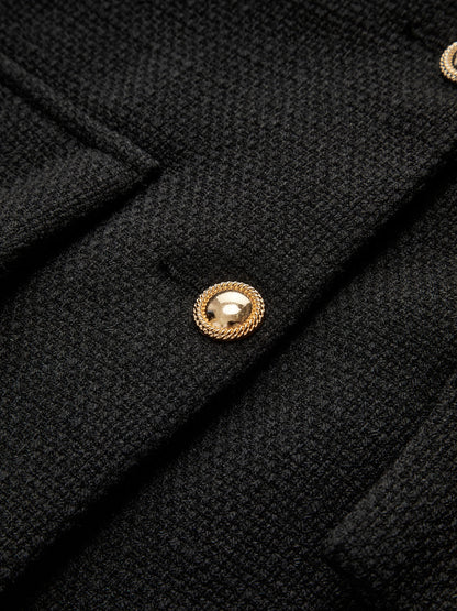 Black Gold Button Tweed Blazer - Camille-XS-Nora Luxe