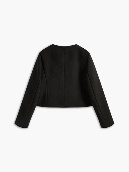 Black Gold Button Tweed Blazer - Camille-XS-Nora Luxe