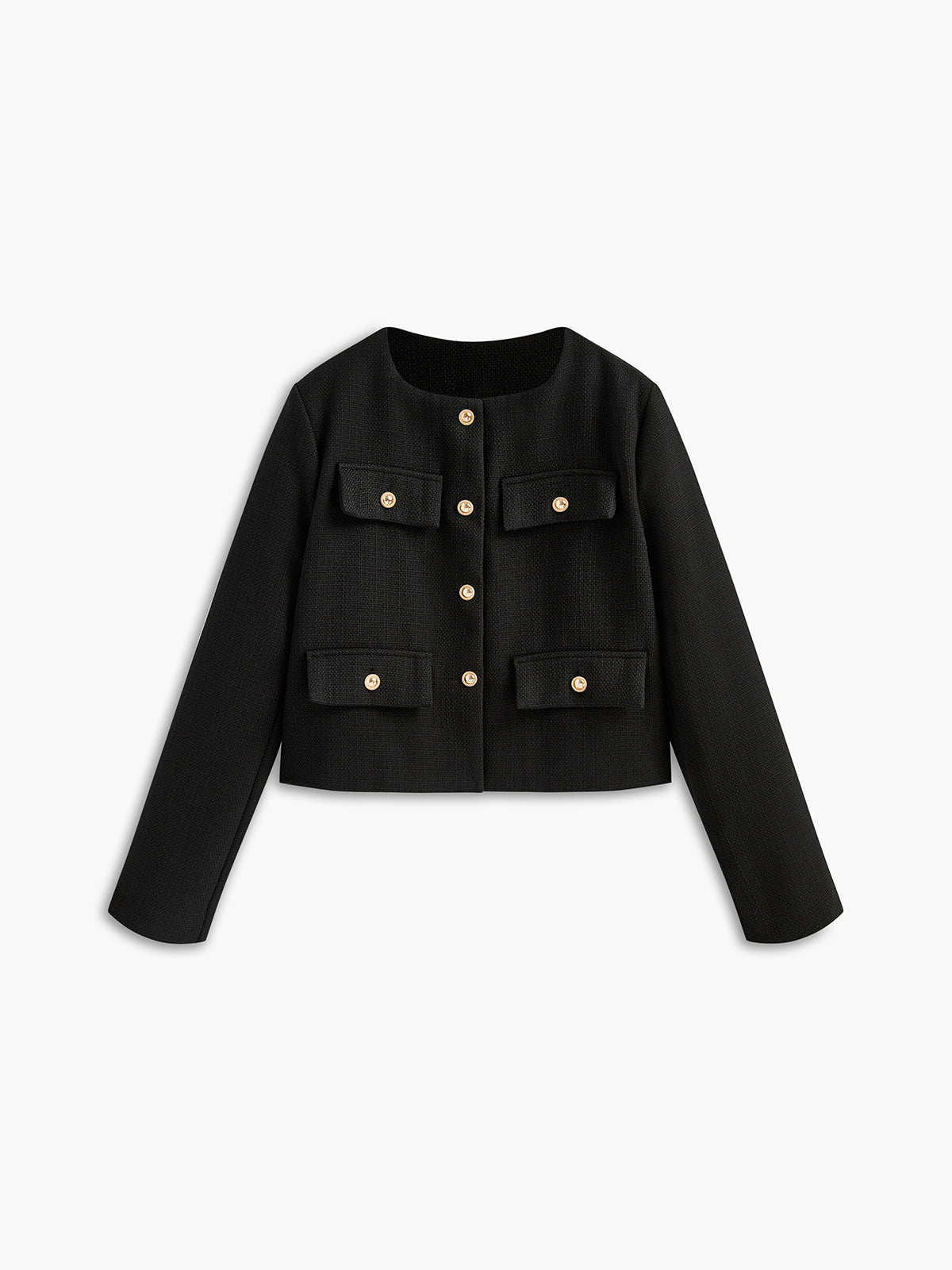 Black Gold Button Tweed Blazer - Camille-XS-Nora Luxe
