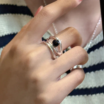 Black Onyx Multi-line Ring - Arden-Nora Luxe