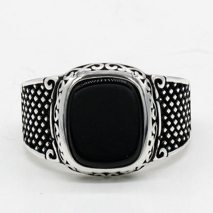 Black Onyx Silver Ring for Men - Max-2.24 in-Nora Luxe