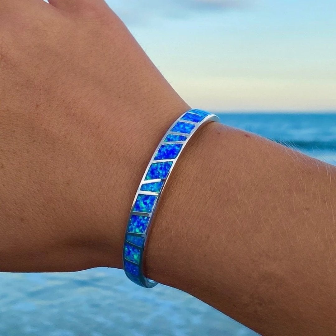 Blue and Silver Opal Bracelet - Isola-Nora Luxe