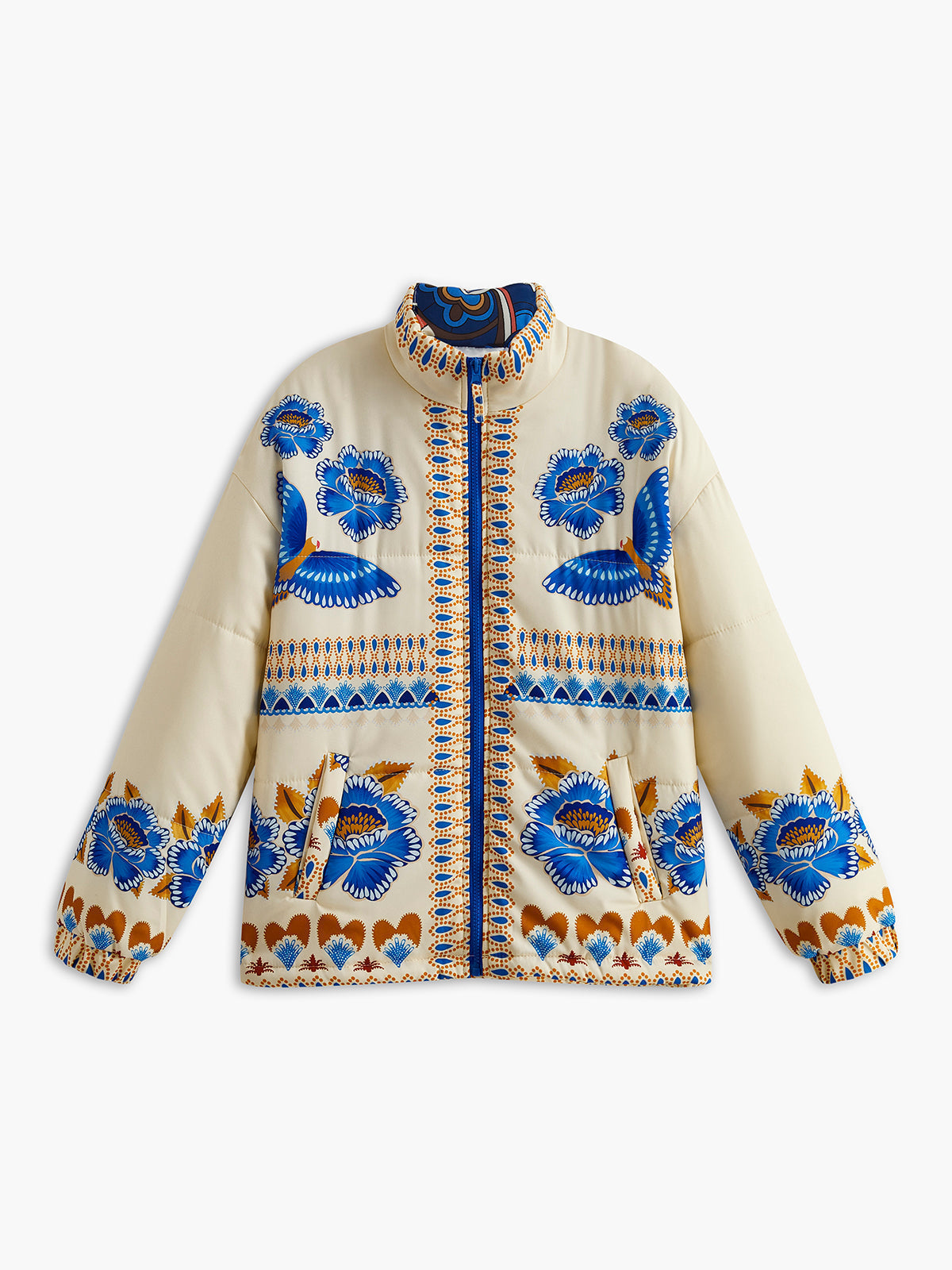 Bohemian Winter Jacket with Print and Zip - Zahara-S-Nora Luxe