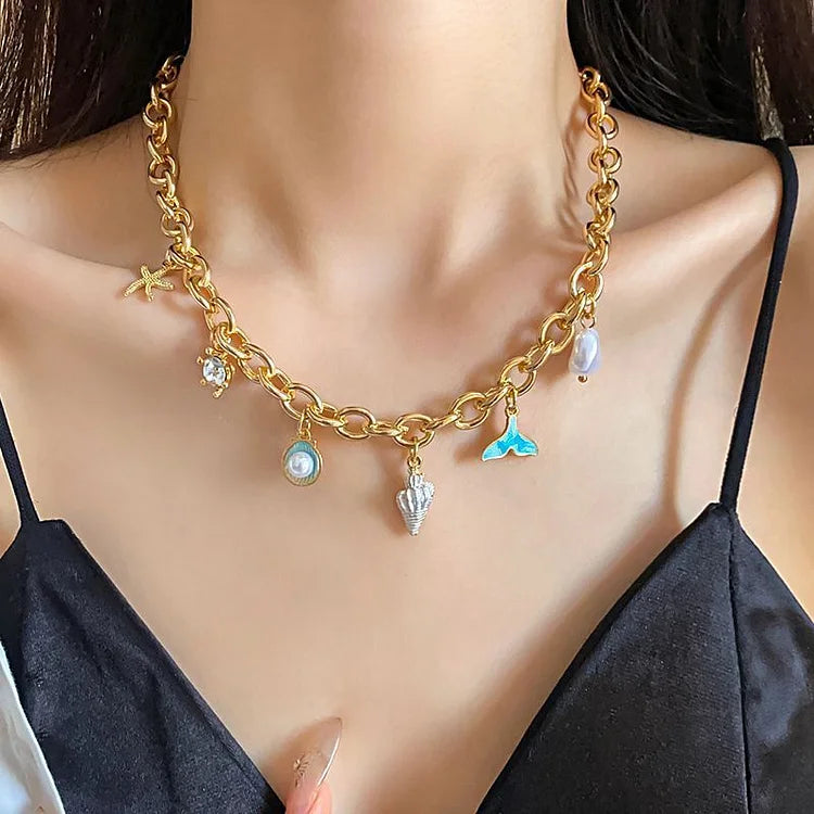 Boho Shell Necklace - Naya-Golden Shell Necklace-Nora Luxe