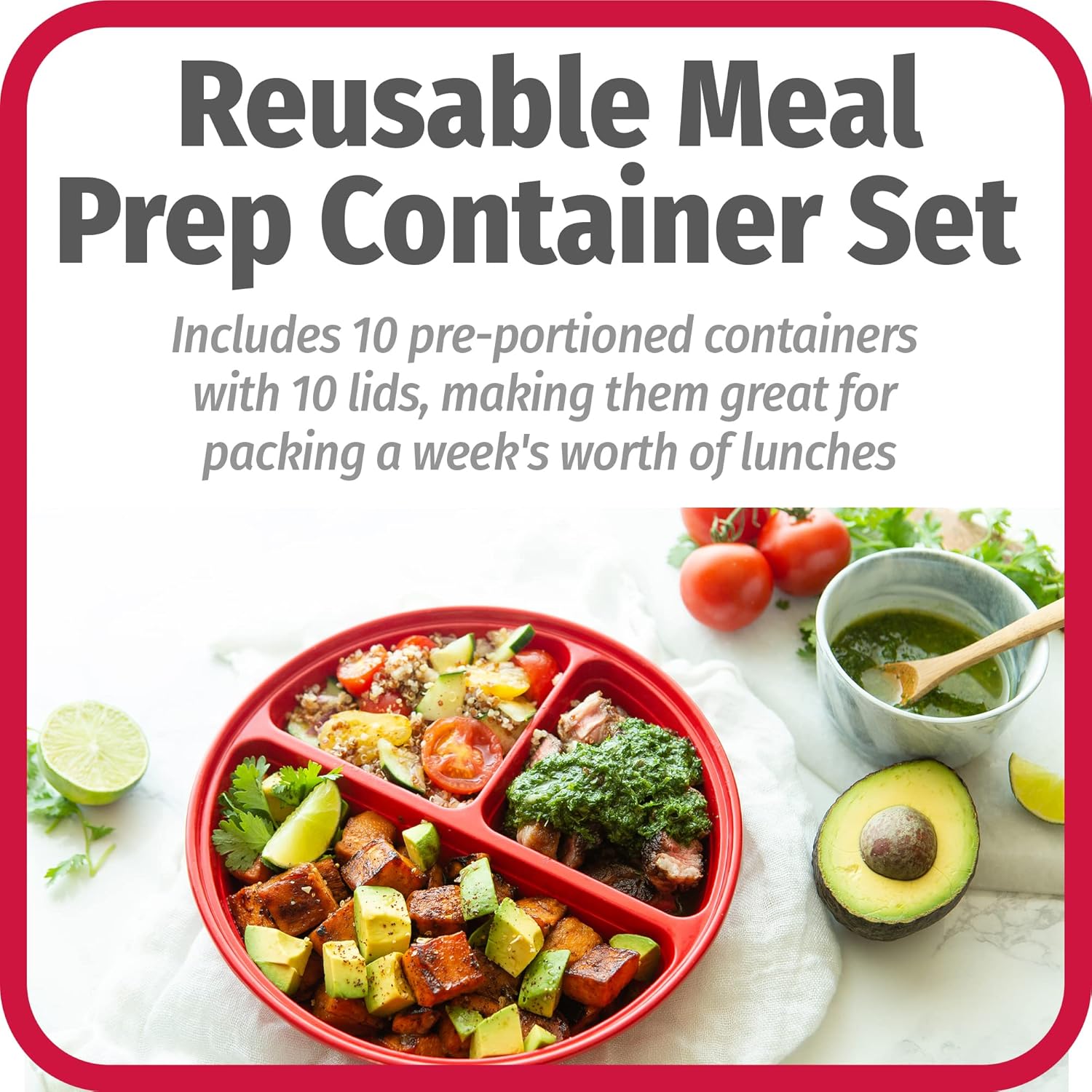BPA-free Meal Prep Containers, Set of 10-Nora Luxe