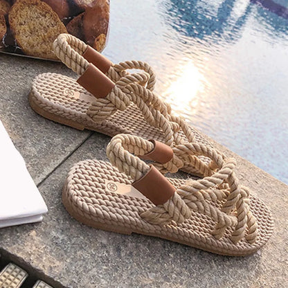 Braided Gladiator Sandals – Serina-Beige-3-State of Style