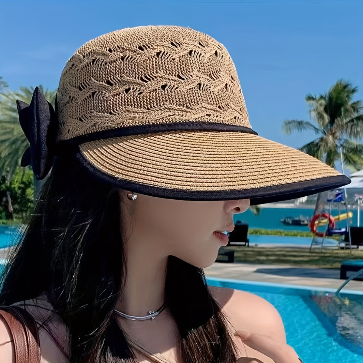 Braided Summer Hat with Bow Detail - Norah-Light grey-State of Style