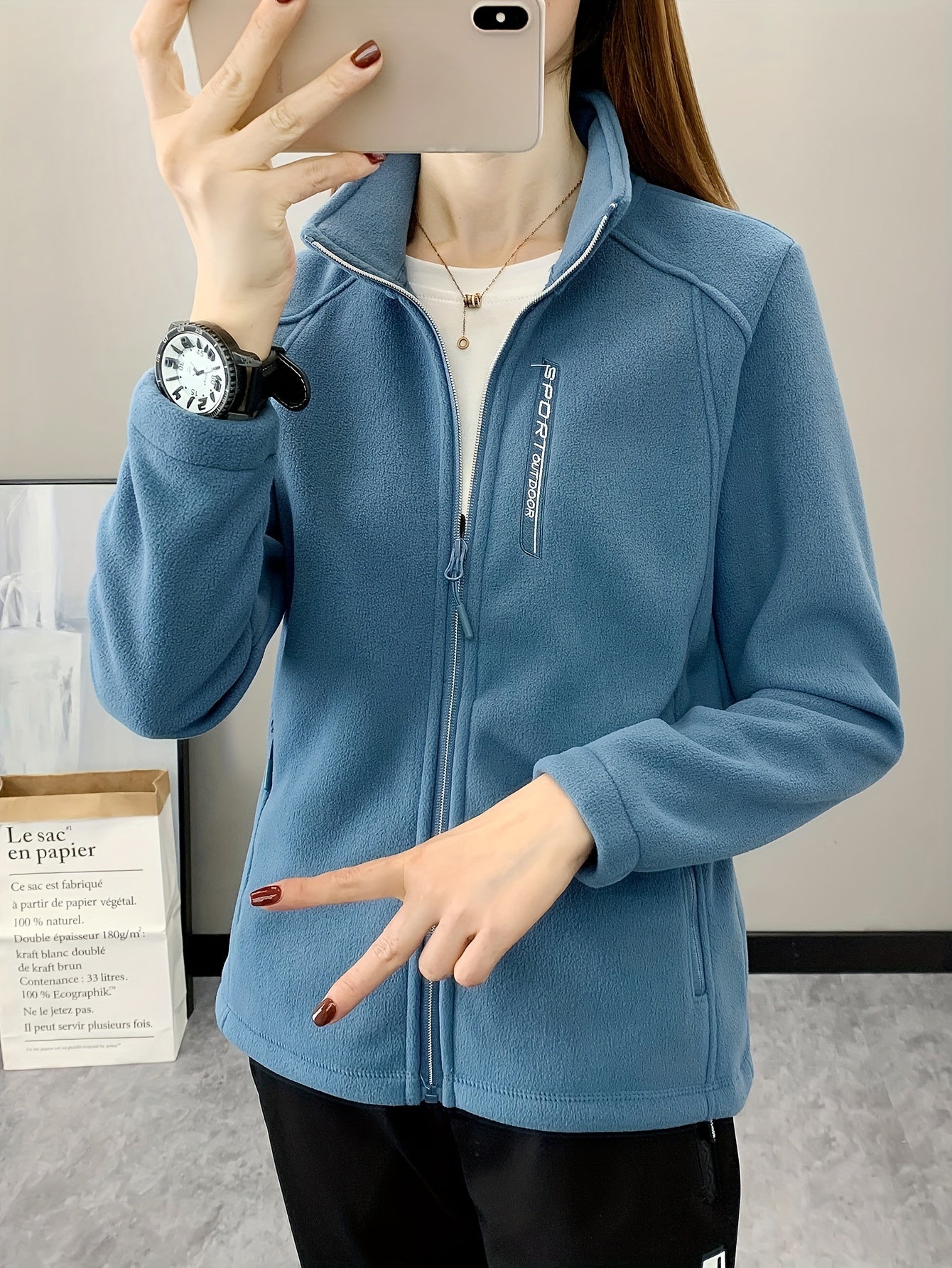 Breathable Fleece Jacket - Aurora-Green-XS-Nora Luxe